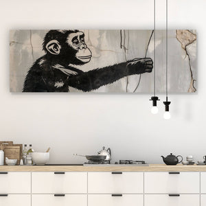 Spannrahmenbild Affe hält roten Ballon Street Art Panorama