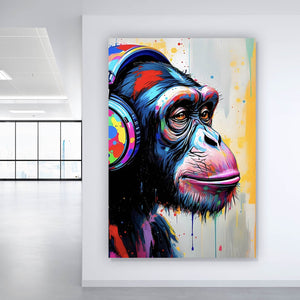Poster Affe mit Kopfhörer Graffiti Hochformat