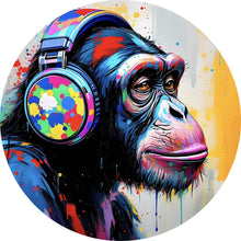 Lade das Bild in den Galerie-Viewer, Aluminiumbild Affe mit Kopfhörer Graffiti Kreis
