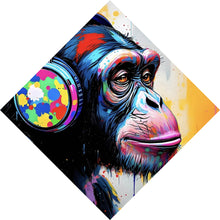 Lade das Bild in den Galerie-Viewer, Acrylglasbild Affe mit Kopfhörer Graffiti Raute
