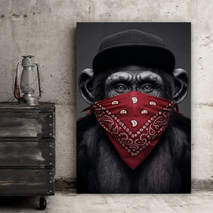 Poster Affenporträt mit Bandana Hochformat
