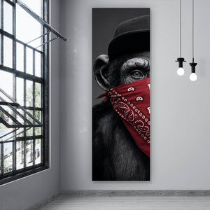 Poster Affenporträt mit Bandana Panorama Hoch