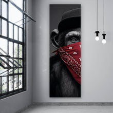 Lade das Bild in den Galerie-Viewer, Spannrahmenbild Affenporträt mit Bandana Panorama Hoch
