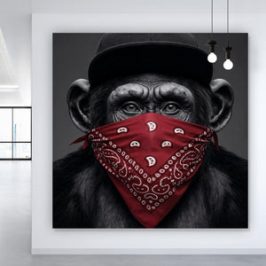 Poster Affenporträt mit Bandana Quadrat