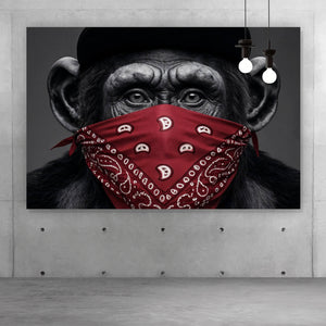 Poster Affenporträt mit Bandana Querformat