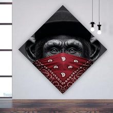 Lade das Bild in den Galerie-Viewer, Leinwandbild Affenporträt mit Bandana Raute
