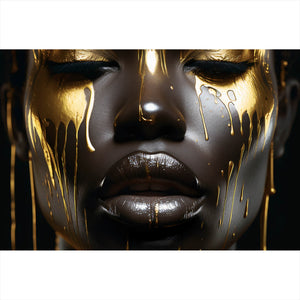 Aluminiumbild gebürstet African Gold Woman Querformat