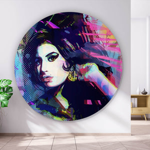 Aluminiumbild Amy im Raster Pop Art Stil Kreis