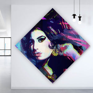 Acrylglasbild Amy im Raster Pop Art Stil Raute