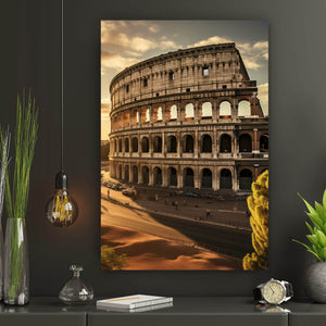 Leinwandbild Antikes Kolosseum in der Abendsonne Hochformat