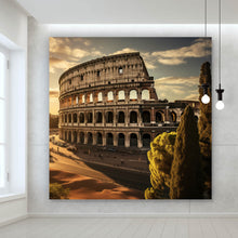 Lade das Bild in den Galerie-Viewer, Acrylglasbild Antikes Kolosseum in der Abendsonne Quadrat
