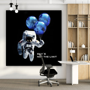Poster Astronaut mit Erdballons im All Quadrat