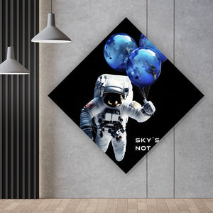 Aluminiumbild Astronaut mit Erdballons im All Raute