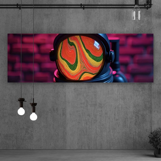 Spannrahmenbild Astronaut mit Helm Baked Neon Panorama