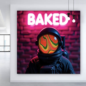 Poster Astronaut mit Helm Baked Neon Quadrat