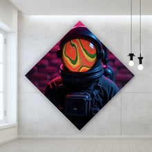 Lade das Bild in den Galerie-Viewer, Aluminiumbild Astronaut mit Helm Baked Neon Raute
