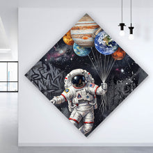 Lade das Bild in den Galerie-Viewer, Acrylglasbild Astronaut mit Planeten Ballons Raute
