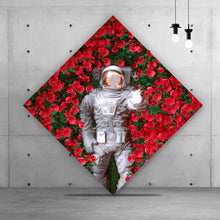 Lade das Bild in den Galerie-Viewer, Acrylglasbild Astronaut zwischen Rosen Raute
