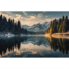 Lade das Bild in den Galerie-Viewer, Spannrahmenbild Atemberaubende Landschaft mit Bergen und See Querformat
