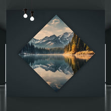 Lade das Bild in den Galerie-Viewer, Aluminiumbild Atemberaubende Landschaft mit Bergen und See Raute
