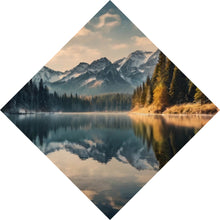 Lade das Bild in den Galerie-Viewer, Aluminiumbild gebürstet Atemberaubende Landschaft mit Bergen und See Raute
