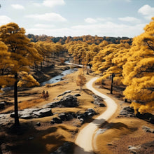 Lade das Bild in den Galerie-Viewer, Aluminiumbild Atemberaubende Landschaft mit malerischen Bäumen Quadrat
