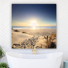 Lade das Bild in den Galerie-Viewer, Aluminiumbild gebürstet Atemberaubende Strandlandschaft Quadrat
