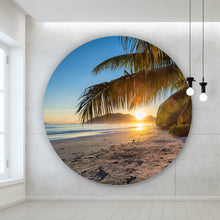 Lade das Bild in den Galerie-Viewer, Aluminiumbild Atemberaubender Strand Sonnenuntergang Kreis
