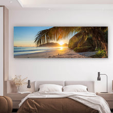 Lade das Bild in den Galerie-Viewer, Aluminiumbild gebürstet Atemberaubender Strand Sonnenuntergang Panorama
