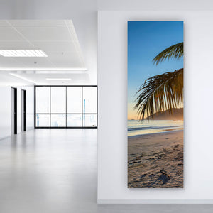 Leinwandbild Atemberaubender Strand Sonnenuntergang Panorama Hoch