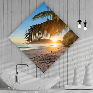 Spannrahmenbild Atemberaubender Strand Sonnenuntergang Raute