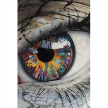 Lade das Bild in den Galerie-Viewer, Spannrahmenbild Auge mit bunter Iris Abstrakt Hochformat
