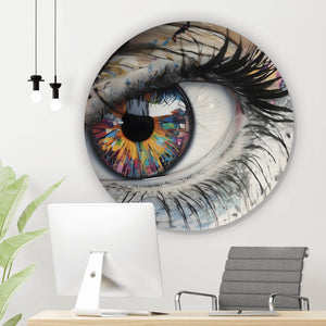 Aluminiumbild Auge mit bunter Iris Abstrakt Kreis