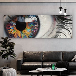 Aluminiumbild Auge mit bunter Iris Abstrakt Panorama