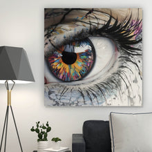 Lade das Bild in den Galerie-Viewer, Aluminiumbild Auge mit bunter Iris Abstrakt Quadrat
