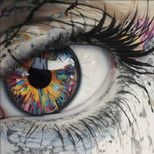 Lade das Bild in den Galerie-Viewer, Aluminiumbild Auge mit bunter Iris Abstrakt Quadrat
