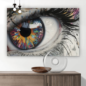 Aluminiumbild Auge mit bunter Iris Abstrakt Querformat