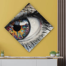 Lade das Bild in den Galerie-Viewer, Spannrahmenbild Auge mit bunter Iris Abstrakt Raute
