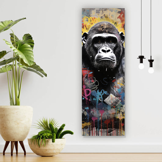 Poster Ausrucksstarker Gorilla im Graffiti Stil Panorama Hoch