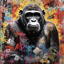 Lade das Bild in den Galerie-Viewer, Poster Ausrucksstarker Gorilla im Graffiti Stil Quadrat
