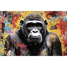 Lade das Bild in den Galerie-Viewer, Poster Ausrucksstarker Gorilla im Graffiti Stil Querformat
