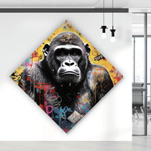 Lade das Bild in den Galerie-Viewer, Poster Ausrucksstarker Gorilla im Graffiti Stil Raute
