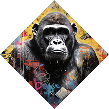 Lade das Bild in den Galerie-Viewer, Poster Ausrucksstarker Gorilla im Graffiti Stil Raute
