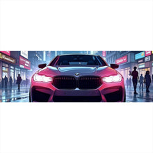 Lade das Bild in den Galerie-Viewer, Poster Auto in belebter nächtlicher Stadt Panorama
