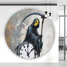 Lade das Bild in den Galerie-Viewer, Aluminiumbild gebürstet Banksy Abstakter Sensenmann Kreis
