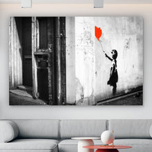Lade das Bild in den Galerie-Viewer, Aluminiumbild gebürstet Banksy - Ballon Girl No. 2 Querformat
