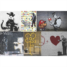 Lade das Bild in den Galerie-Viewer, Acrylglasbild Banksy - Charakter Collage Querformat
