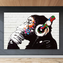 Lade das Bild in den Galerie-Viewer, Aluminiumbild Banksy - DJ Monkey Querformat

