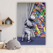 Lade das Bild in den Galerie-Viewer, Poster Banksy - Graffity Wall Hochformat
