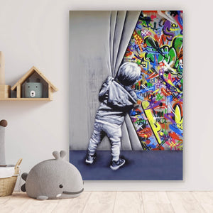 Aluminiumbild gebürstet Banksy - Graffity Wall Hochformat
